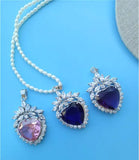 3-4mm Rice Freshwater Pearl Pink Zirconia Necklace Pendant