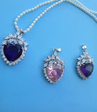 3-4mm Rice Freshwater Pearl Pink Zirconia Necklace Pendant