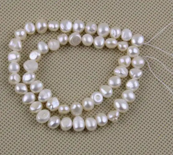 White 7-8MM Baroque Freshwater Pearl Loose Beads Full Strand