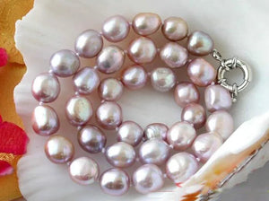 Pink Lavender Freshwater Pearl Necklace Fine Jewelry Women Gift