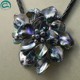 Real Pearl Shell Flower Necklace Leather Jewellery