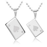 Stainless Steel Poker Card Pendant Necklace with Free Chain