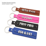 Personalized Rhinestone Letter Key Chain with Adjustable PU Leather