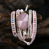 Punk Wrap Bracelet Women Natural Stones 5 Layers Leather Cuff