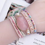 Punk Wrap Bracelet Women Natural Stones 5 Layers Leather Cuff