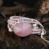 Punk Wrap Bracelet Women Natural Stones 5 Layers Leather Cuff