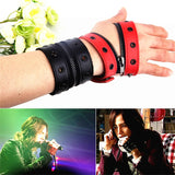 Punk Gothic Denim Zipper Leather Cuff Bracelet Wristband Charm Bracelet