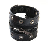 Punk Gothic Denim Zipper Leather Cuff Bracelet Wristband Charm Bracelet