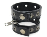 Punk Gothic Denim Zipper Leather Cuff Bracelet Wristband Charm Bracelet