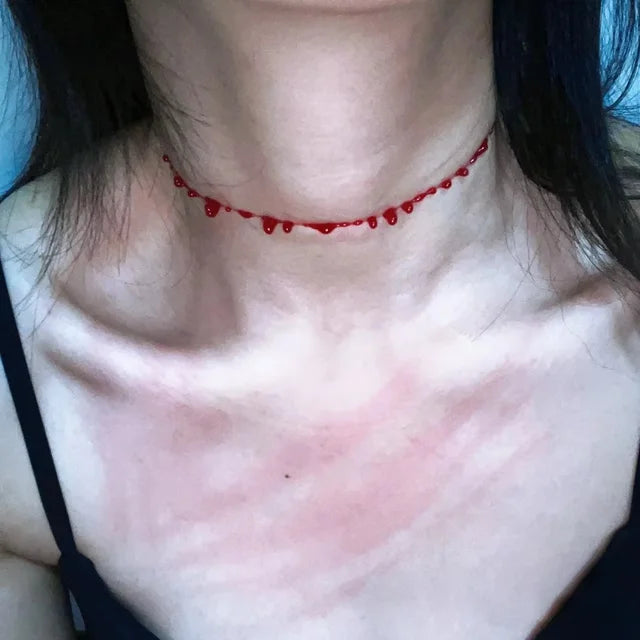 Red Blood Droplet Choker Chain Necklace Gothic Punk Blood Short Chain