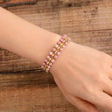 Rhodonite Plated Beads Wrap Bracelet Boho Jewelry