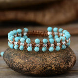 Rhodonite Plated Beads Wrap Bracelet Boho Jewelry