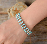 Rhodonite Plated Beads Wrap Bracelet Boho Jewelry
