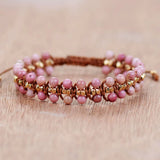 Rhodonite Plated Beads Wrap Bracelet Boho Jewelry