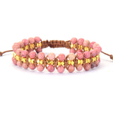 Rhodonite Plated Beads Wrap Bracelet Boho Jewelry