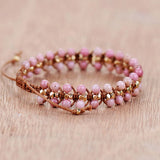 Rhodonite Plated Beads Wrap Bracelet Boho Jewelry