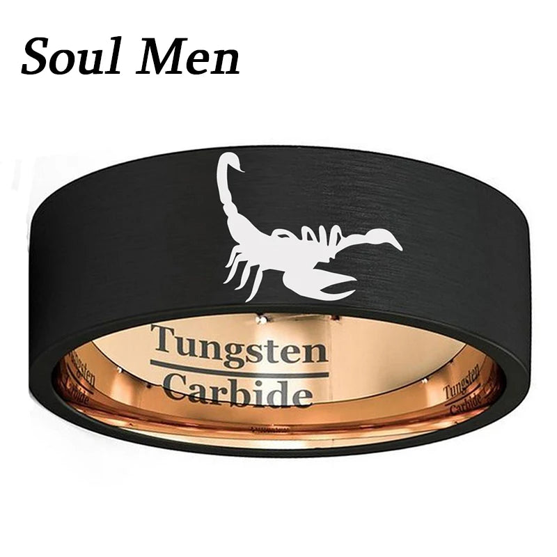 Scorpio Mens Tungsten Carbide Matte Wedding Band Rose Size 7-13
