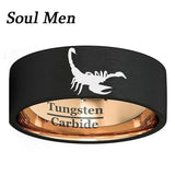 Scorpio Mens Tungsten Carbide Matte Wedding Band Rose Size 7-13