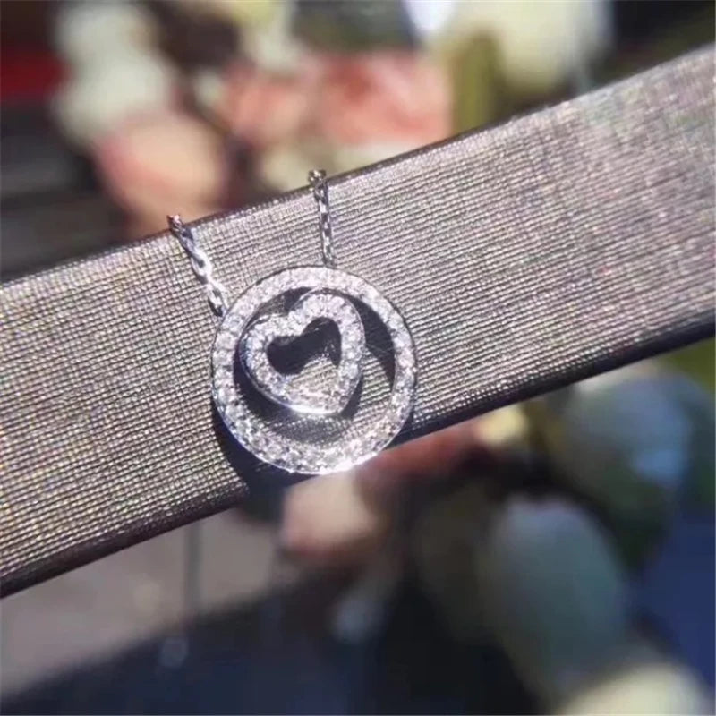 Heart Shape Pendant AAAAA Zircon CZ 925 Sterling Silver Wedding Jewelry Gift