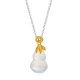 S925 Silver Chinese Style Chalcedony Gourd Pendant Necklace