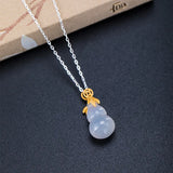 S925 Silver Chinese Style Chalcedony Gourd Pendant Necklace