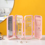 Folding Jewelry Box with Makeup Mirror & Large Capacity Storage Racks
