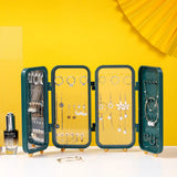 Folding Jewelry Box with Makeup Mirror & Large Capacity Storage Racks