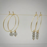 Labradorite Drop Earrings 14K Filled Hoops Unusual Jewelry