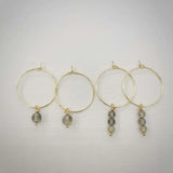 Labradorite Drop Earrings 14K Filled Hoops Unusual Jewelry