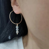 Labradorite Drop Earrings 14K Filled Hoops Unusual Jewelry
