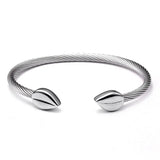 Men Women Sporty Open Cuff Bangles Stainless Steel Charm Bracelets