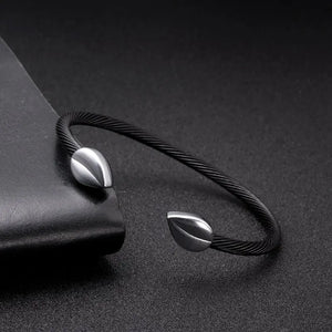Men Women Sporty Open Cuff Bangles Stainless Steel Charm Bracelets