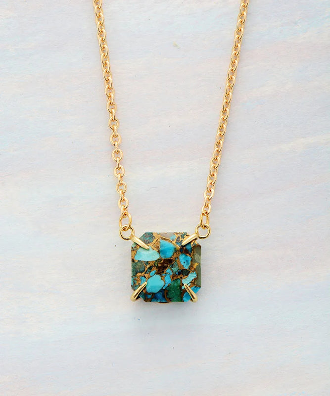 Turquoise Stone Pendant Choker Necklace for Women