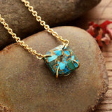 Turquoise Stone Pendant Choker Necklace for Women