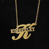 Personalized Name Necklace Pendant Stainless Steel Big Initials Nameplate Choker