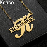 Personalized Name Necklace Pendant Stainless Steel Big Initials Nameplate Choker