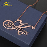 Custom Name Necklace Choker - Big First Letters Nameplate Pendant