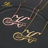 Custom Name Necklace Choker - Big First Letters Nameplate Pendant