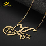 Custom Name Necklace Choker - Big First Letters Nameplate Pendant