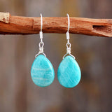 Teardrop Amazonite Earrings Faceted Gems Stone Jewelry