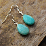 Teardrop Amazonite Earrings Faceted Gems Stone Jewelry