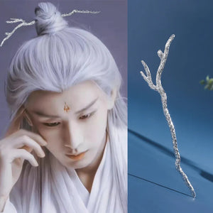 Thai Silver Craft Branch Hairpin Chinese Retro Hanfu Hair Accessory