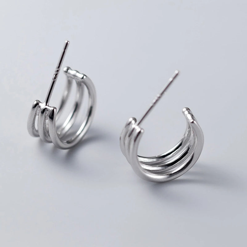 925 Sterling Silver Geometric Cartilage Earrings for Women