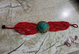 Tibetan Style Howlite Bracelet Bangle Red Bead Jewelry