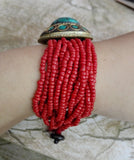 Tibetan Style Howlite Bracelet Bangle Red Bead Jewelry