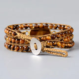 Boho Tiger Eye Natural Stone Charm Wrap Bracelet