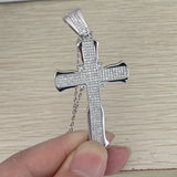 925 Silver Clear Zircon Cross Pendant Necklace
