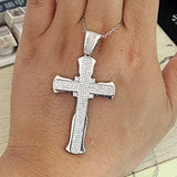 925 Silver Clear Zircon Cross Pendant Necklace