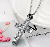 Cross Pendant Necklace Zircon Diamonds Titanium Stainless Steel Chain