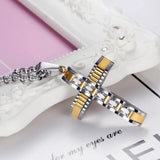 Cross Pendant Necklace Zircon Diamonds Titanium Stainless Steel Chain